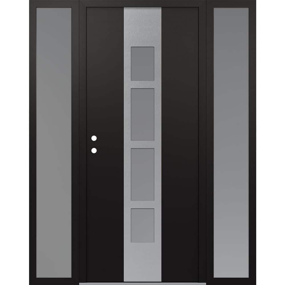 A10 64 in. x 80 in. Silver P Right-Hand/Inswing Frosted Glass Black/White 2 Sidelite Steel Prehung Front Door price history on PriceWatchPro