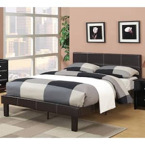 Faux Leather Upholstered Full Size Bed in Espresso