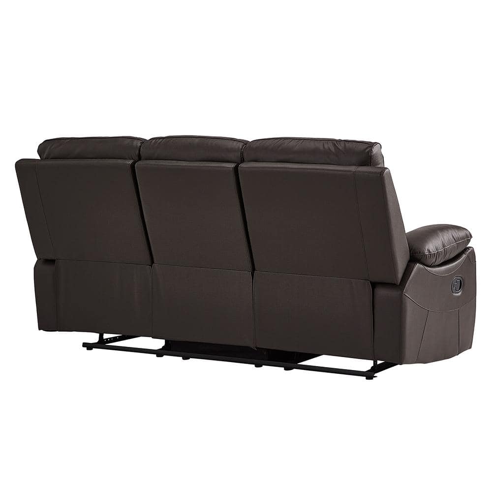 Dawson 78" Brown Faux Leather Reclining Sofa with Pillow-top Arms