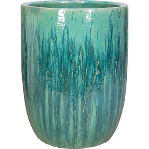 11 in. Tall Aquamarine Ceramic Alameda Egg Pot