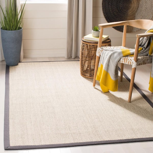 Natural Fiber Marble/Dark Gray 4 ft. x 6 ft. Woven Border Area Rug