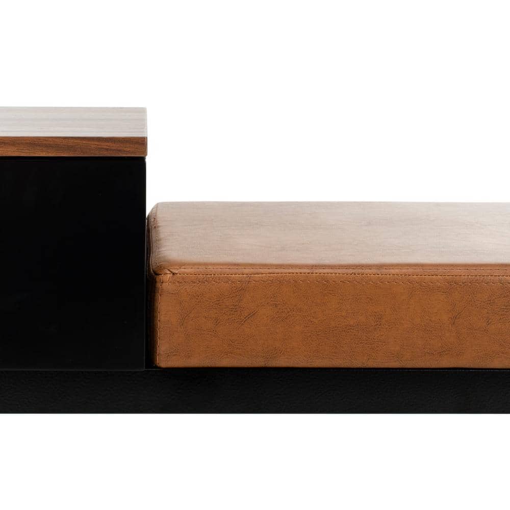 Transitional Maruka 47" Storage Bench in Black and Brown