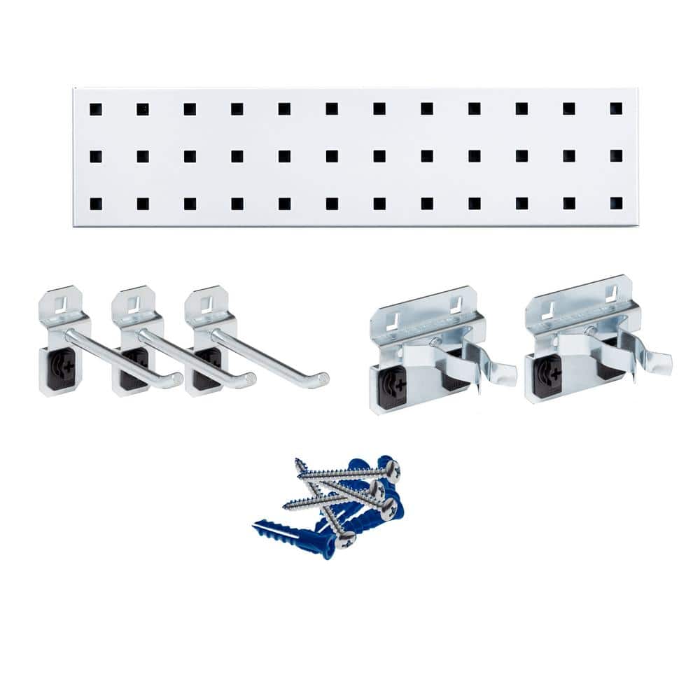 White Tool Pegboard Kit with (1) 18 in. x 4.5 in. Steel Square Hole Pegboard and 5-Piece LocHook Assortment price history on PriceWatchPro