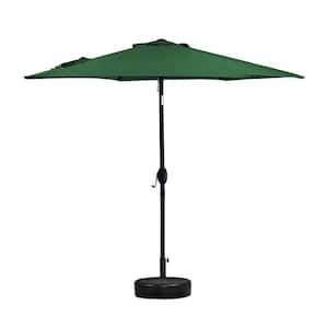 7.5 ft. Aluminium Market Tilt Patio Umbrella in Green with Base