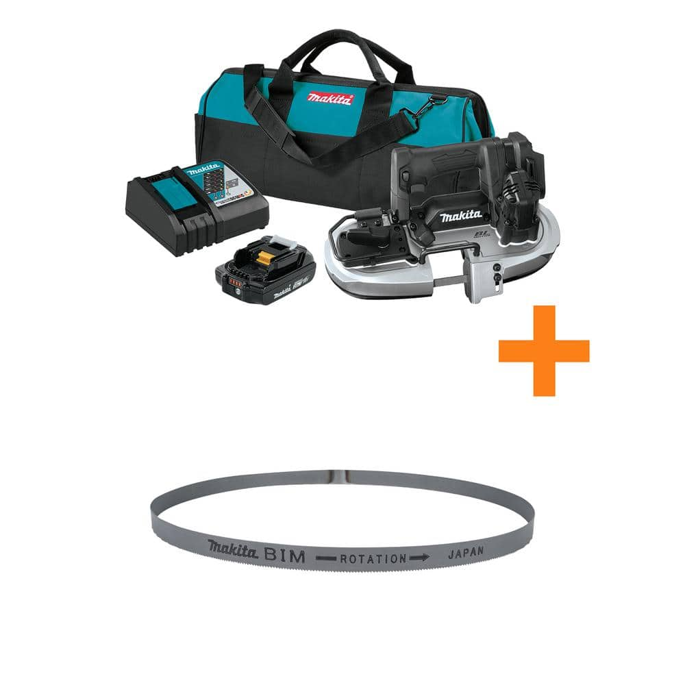 18V LXT Sub-Compact Brushless Cordless Band Saw Kit (2.0Ah) with 28-3/4 in. 18 TPI Portable Band Saw Blade -  Makita, XBP05R1B-E04139