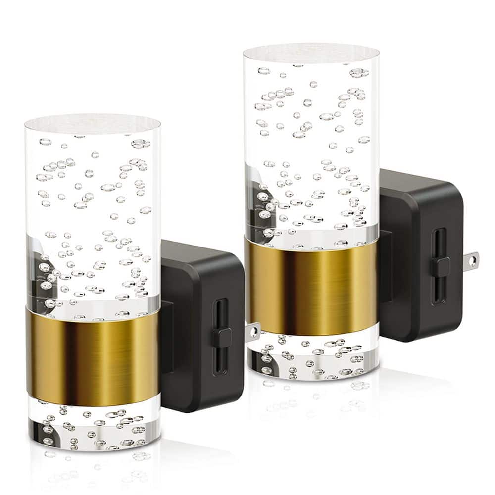 1-Light Mini Black Gold Acrylic Dimmable Bubble LED Wall Sconce, Plug-In with Auto Sensor Night Light(2-Pack) price history on PriceWatchPro