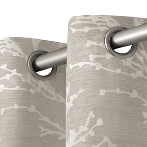 Kilberry Dove Grey Nature Woven Room Darkening Grommet Top Curtain, 52 in. W x 84 in. L (Set of 2)