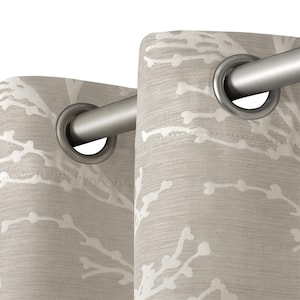Kilberry Dove Grey Nature Woven Room Darkening Grommet Top Curtain, 52 in. W x 108 in. L (Set of 2)