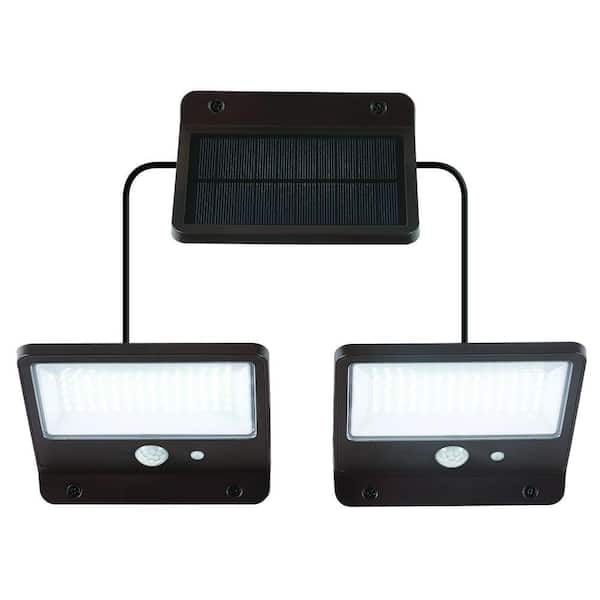 100-Watt Equivalent 1500 Lumen 120-Degree Bronze Solar Powered Motion Activated Integrated LED Flood Light (1-Pack)
