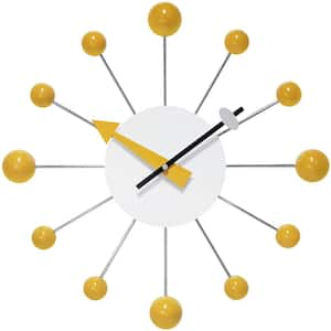 Orb Spoke Saffron Sunburst Wall Clock, 15 in.