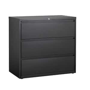 42 in. W 3-Drawer Black Metal Lateral File Cabinet for Home and Office, Holds Letter, Legal and A4 Hanging Folders