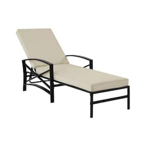 Kaplan Bronze Metal Outdoor Chaise Lounge with Oatmeal Cushion