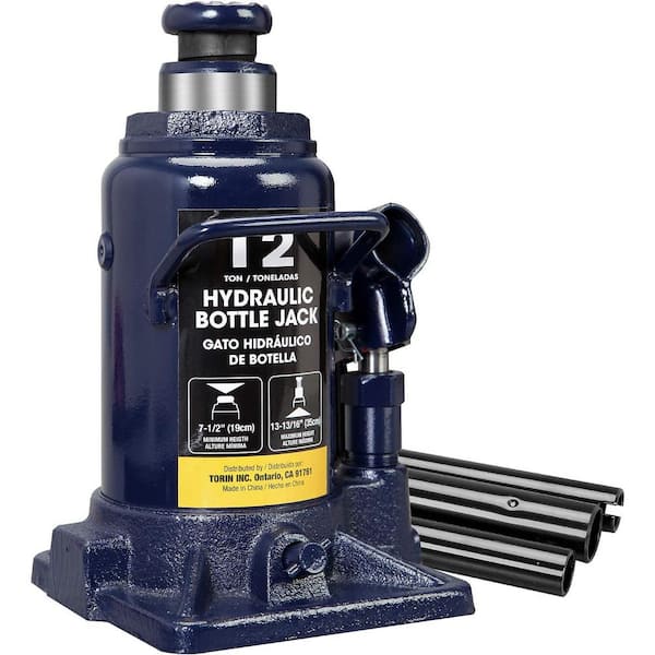 TCE 12-Ton Low Profile Hydraulic Welded Heavy Duty Bottle Jack, Blue