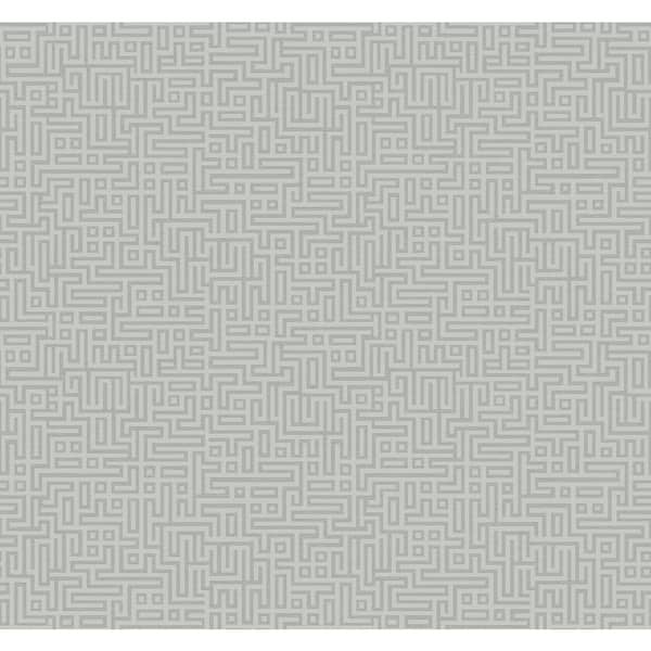 Seabrook Designs Slate Grey Rockefeller Maze Paper Unpasted Nonwoven Wallpaper Roll 60.75 sq. ft.