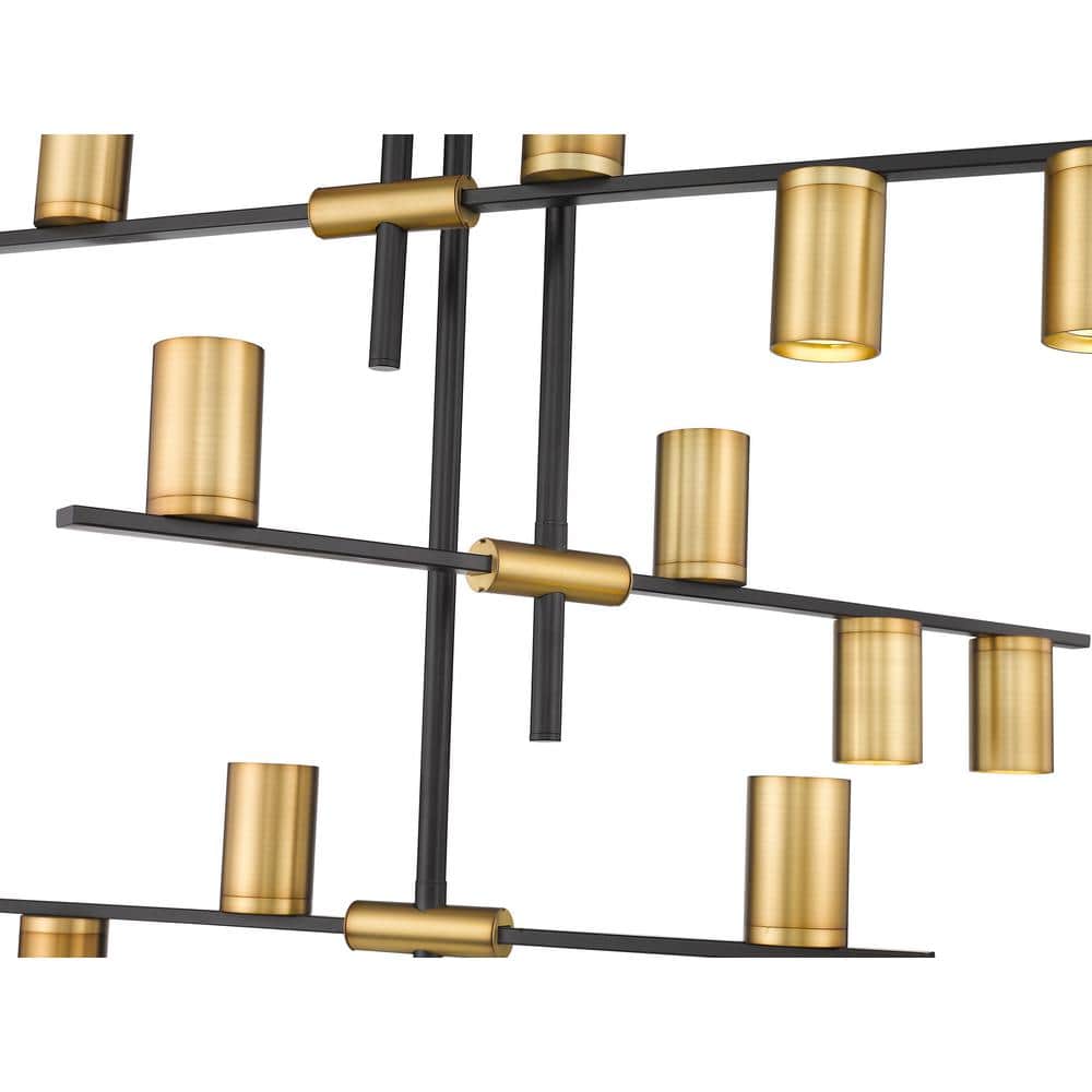 Calumet Chic Industrial 12-Light Matte Black & Olde Brass Chandelier