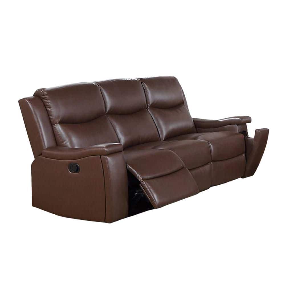 Renna 80 in. Straight Arm Faux Leather Rectangle Sofa in Camel Brown price history on PriceWatchPro