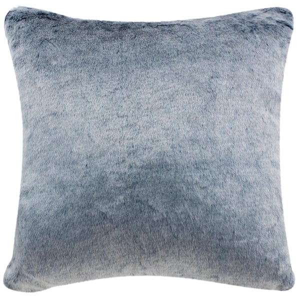 SAFAVIEH Skyler Blue and White Solid Faux Fur Down Alternative 20 in. x 20 in. Throw Pillow