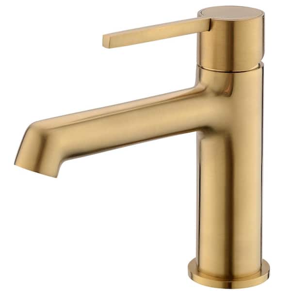 Fapully Single-Handle Single Hole Bathroom Faucet in Matte Brushed Gold