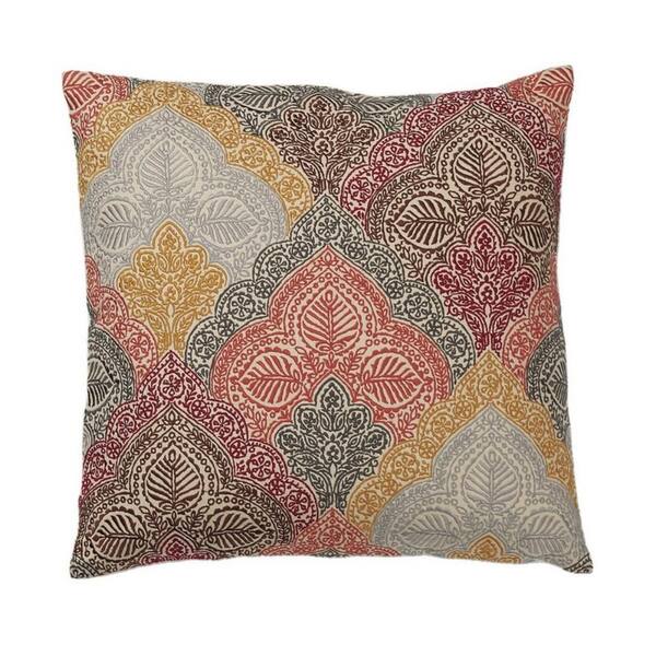 The Company Store Embroidered Gold Paisley 20 in. x 20 in. Decorative Throw Pillow Cover