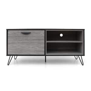 47 in. Grey Oak Wood TV Stand Fits TVs Up to 44 in. with Storage Doors
