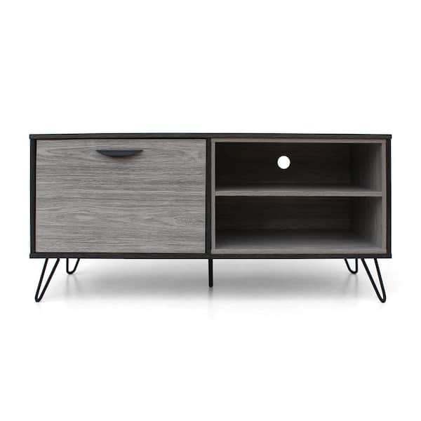 Noble House 47 in. Grey Oak Wood TV Stand Fits TVs Up to 44 in. with Storage Doors