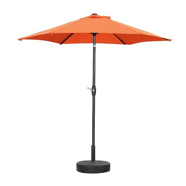 OVASTLKUY 9 ft. Market Patio Outdoor Umbrella with Crank in Orange with Base
