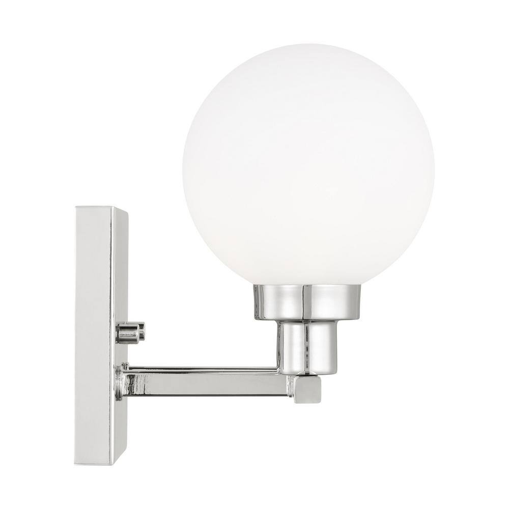 Clybourn Chrome 2-Light Vanity Fixture with Milk Glass Shade