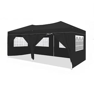 10 ft. x 20 ft. EZ Pop-Up Outdoor Party Tent, Wedding Tent with 6 Removable Side Walls, Carrying Bag, 4 Weight Bags