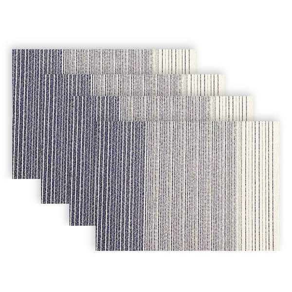 Norwhich 19 in" x 13 in" Blue Gradient Strip Reversible Texteline Wipe Clean Placemat Set of 4