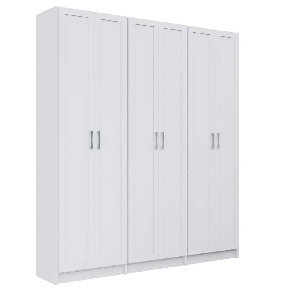 Alto Collection 69 in. W White Wall Mounted Shaker 3-Shelf Towers with Full Doors Wood Closet System price history on PriceWatchPro