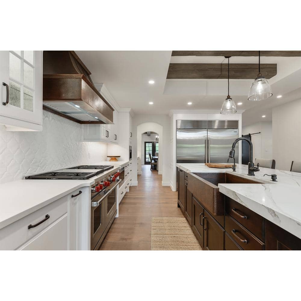 35" Hammered Copper Farmhouse Drop-in Kitchen Sink
