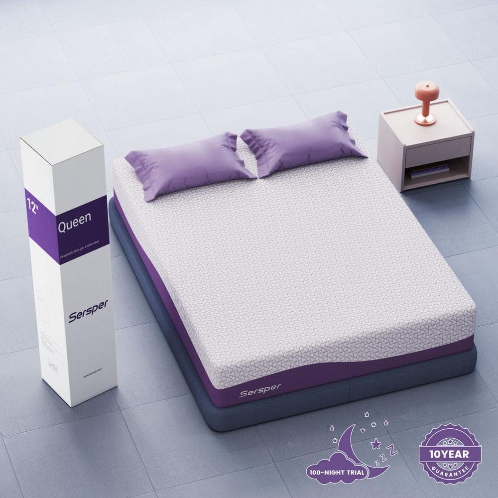 Twin Purple Bamboo Charcoal Gel Memory Foam Mattress
