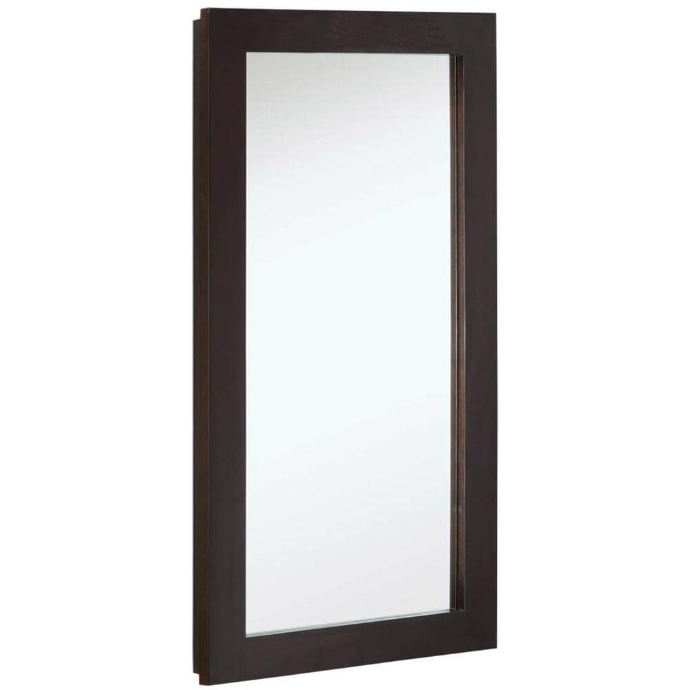 Espresso Wood Framed Wall Mounted Medicine Cabinet with Mirror