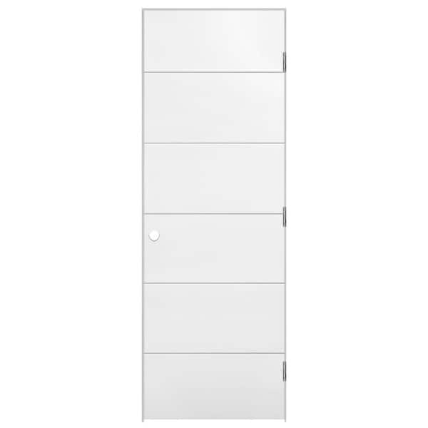 Masonite 28 in. x 80 in. No Panel Left-Handed Primed Composite Hollow Core Single Prehung Interior Door 4-9/16 in. Flat Jamb