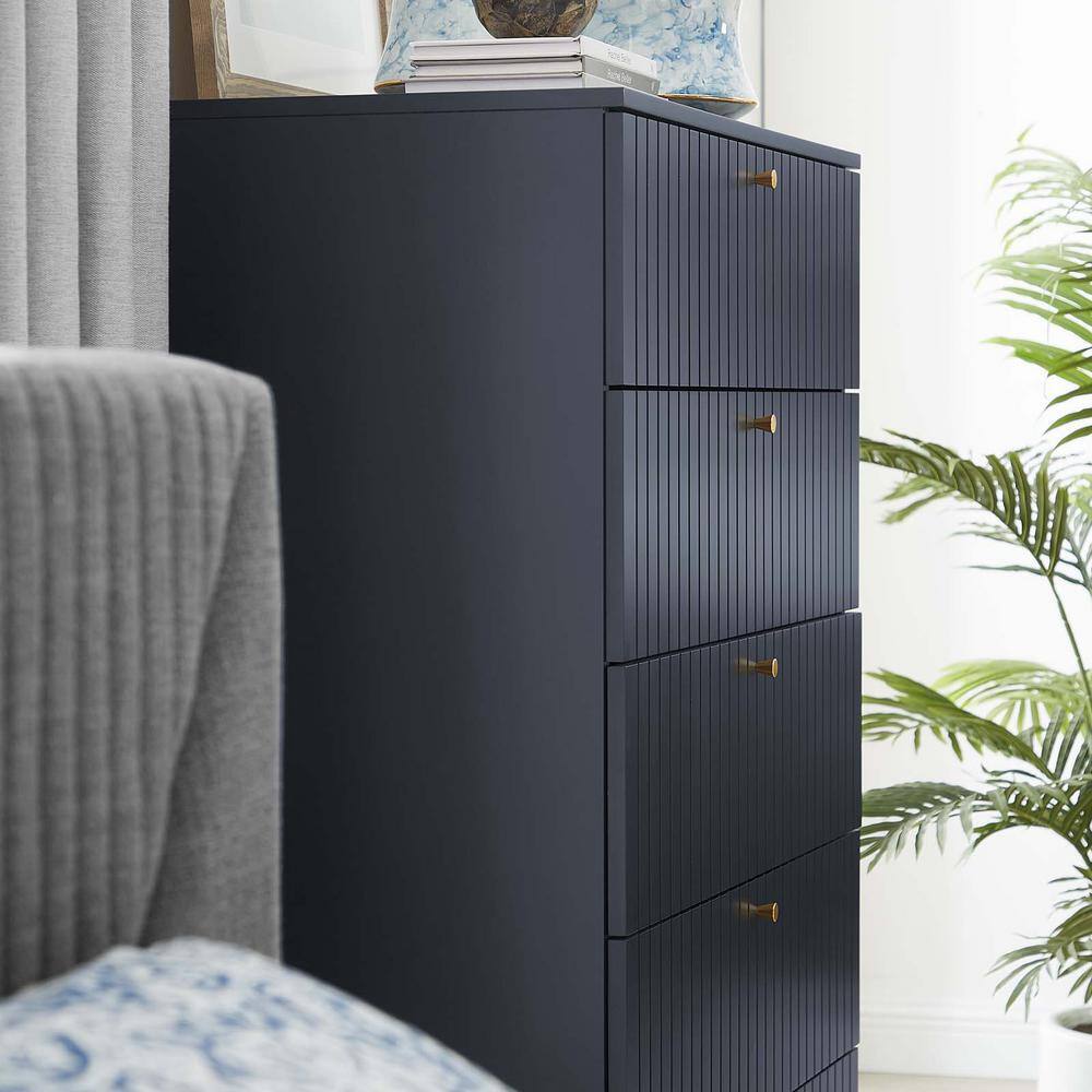 Dakota Blue Rubberwood and MDF Chest with Brass Hardware