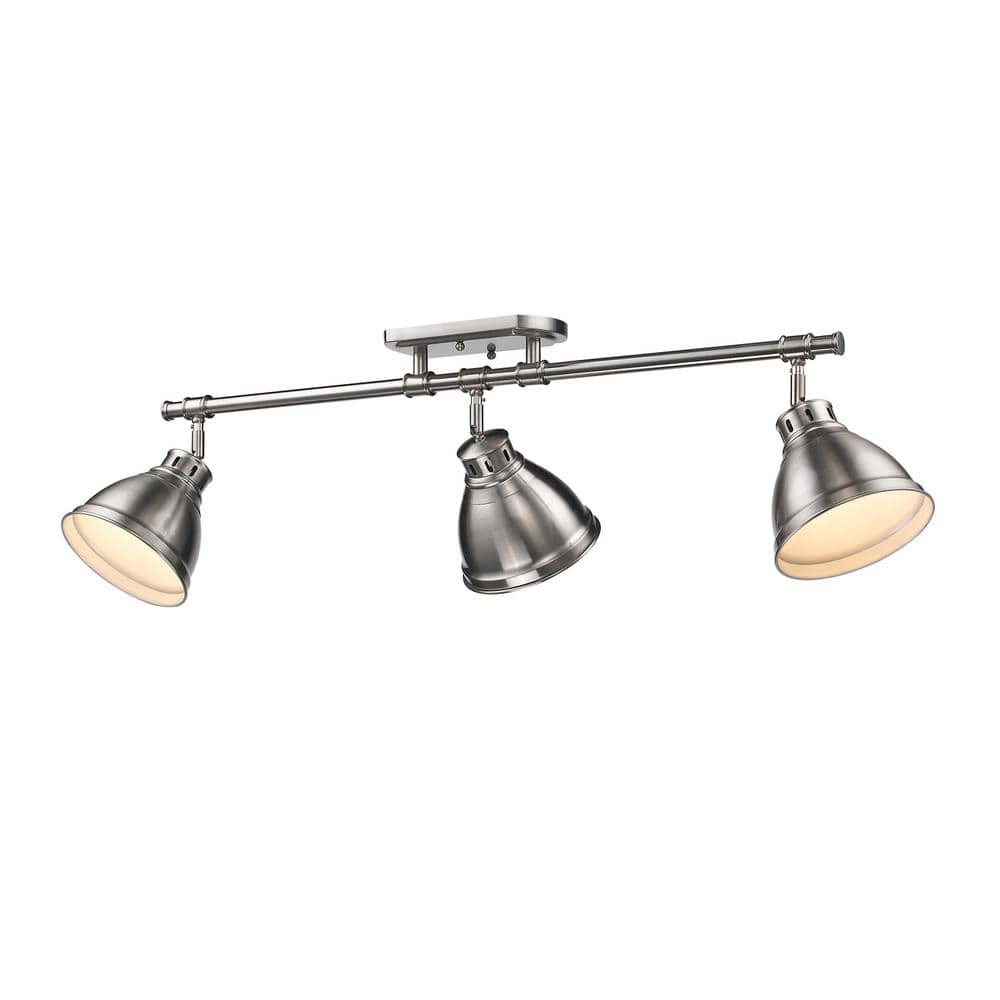 Duncan Silver Metal 3-Light Semi-Flush Mount Fixture