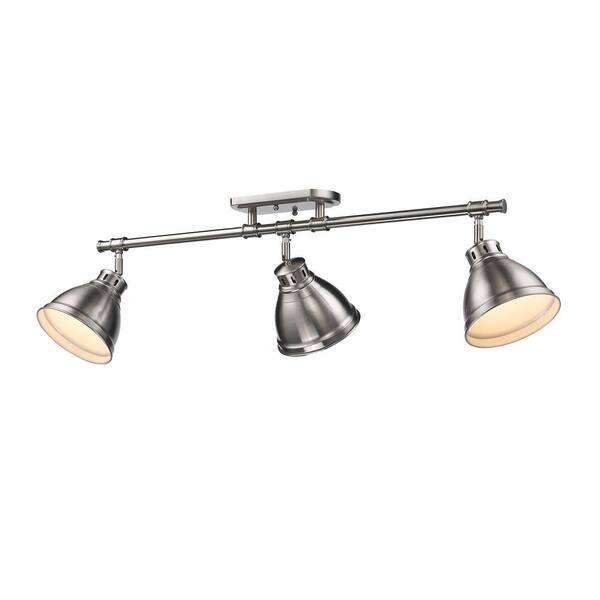Golden Lighting - Duncan 3-Light Pewter Semi-Flush Mount