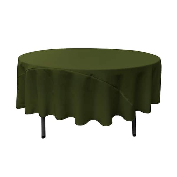 LA Linen 90 in. Olive Polyester Poplin Round Tablecloth