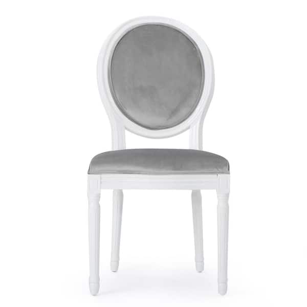 Noble House Camille Light Grey Velvet Upholstered Side Chair (Set of 4)