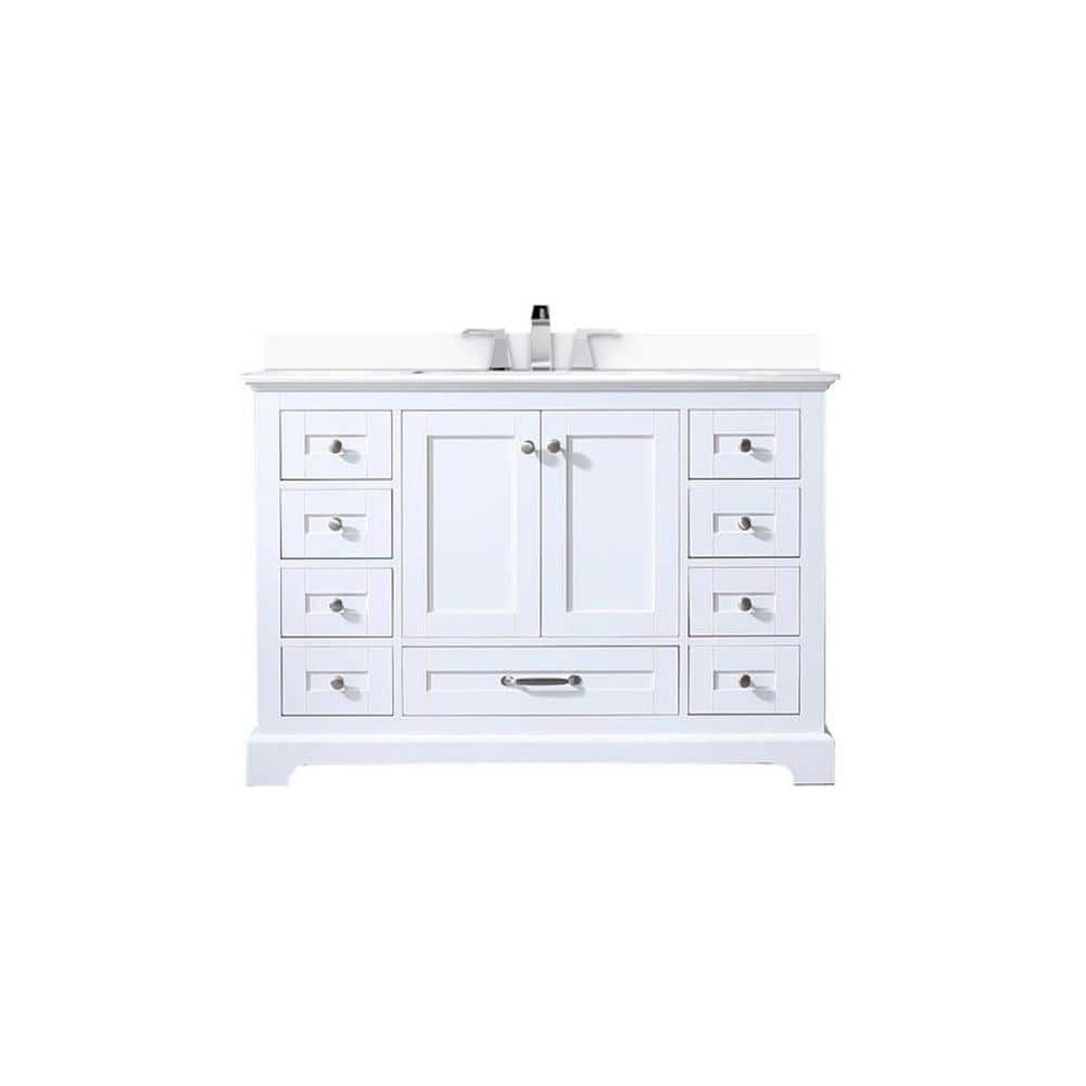 Dukes 48 in. W x 22 in. D White Single Bath Vanity with White Quartz Top, and Faucet Set price history on PriceWatchPro