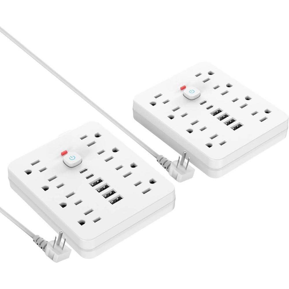 8-Outlet Power Strip Surge Protector with 5 ft. Extension Cord and 4 USB Po