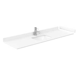 66 in. W x 22 in. D Cultured Marble Single Basin Vanity Top in White with White Basin