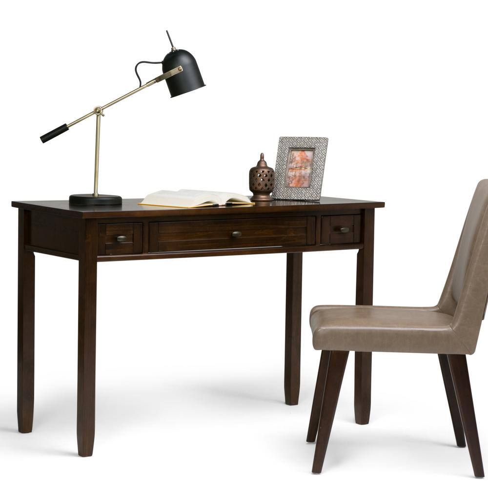 Tobacco Brown Solid Wood Writing Desk with Keyboard Tray