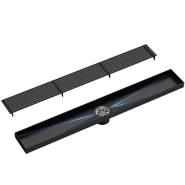 EVERSTEIN Single Handle 2-Spray Tub Shower Faucet with Rainshower in Matte Black whith Temperature Display (Valve Included)