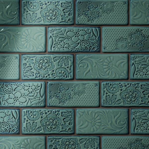 Merola Tile Antic Feelings Lava Verde 3 in. x 6 in. Ceramic Wall Tile (4.16 sq. ft./Case)