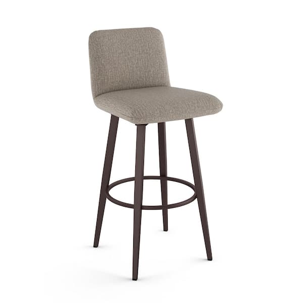 Amisco Betty 26 in. Beige & Brown Woven Polyester/Brown Metal Swivel Counter Stool