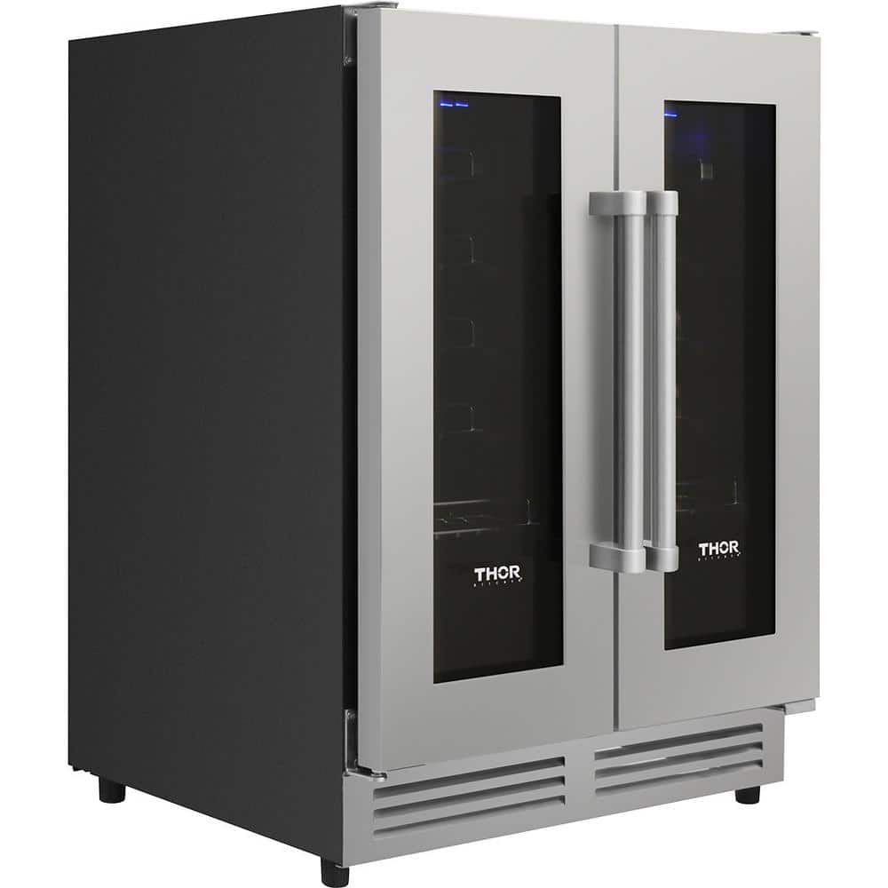 Stainless Steel Dual Zone 42-Bottle Wine Cooler with Interior Lighting