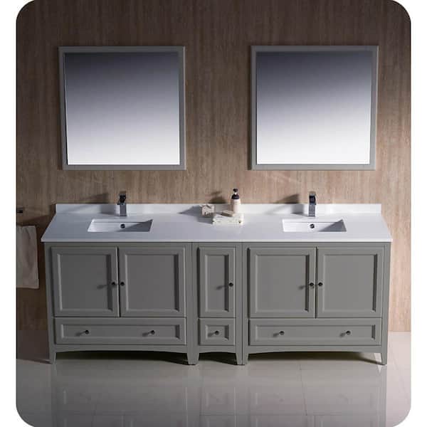 Fresca Oxford 83 in. W Traditional Double Bath Vanity Cabinet Only in Gray