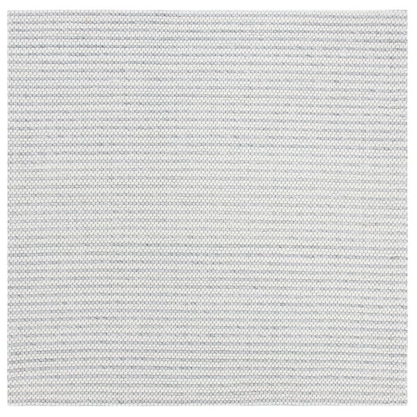 Marbella Light Gray/Ivory 8 ft. x 8 ft. Interlaced Striped Square Area Rug