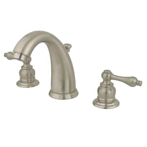 Victorian 2-Handle 8 in. Widespread Bathroom Faucets with Plastic Pop-Up in Brushed Nickel